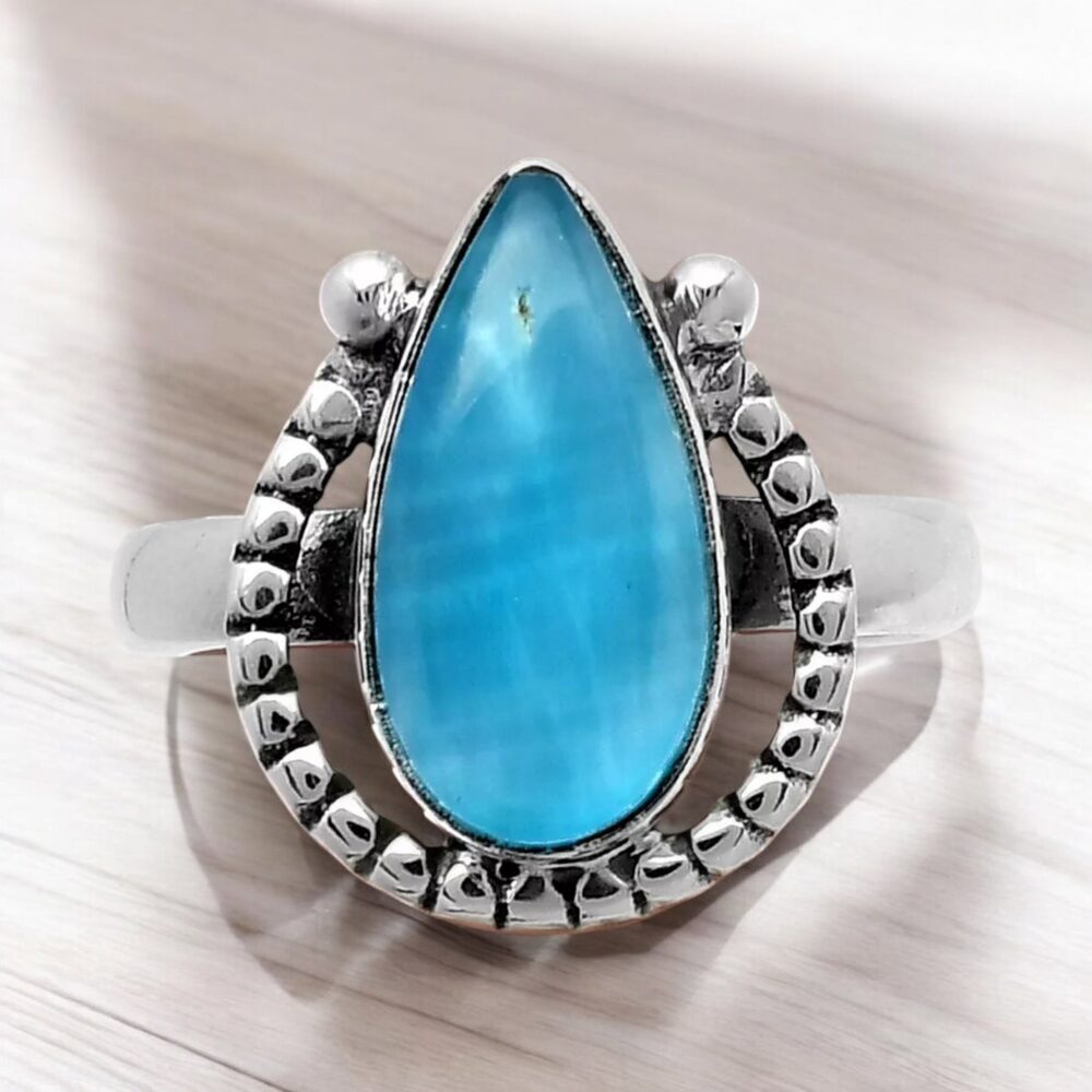 Smithsonite Solid 925 Sterling Silver Ring 7.5